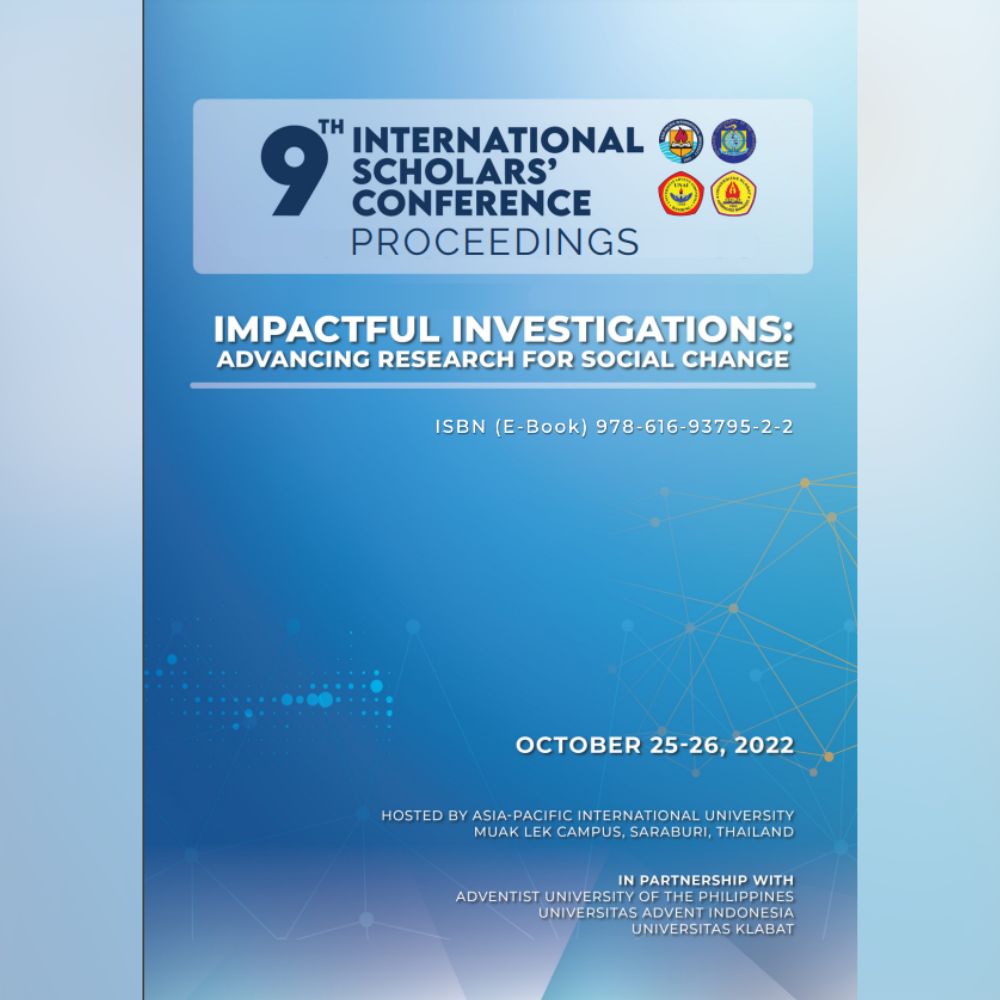 9th International Scholars' conference proceedings October 25-26, 2022. Asia-Pacific International University Thailand